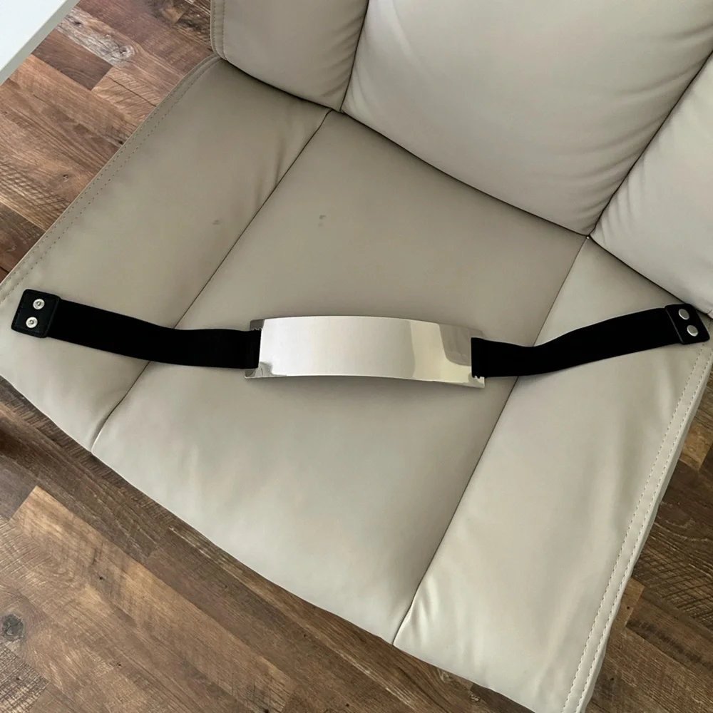 NWOT* Silver Mirror Belt with Black Stretch Botton Snaps